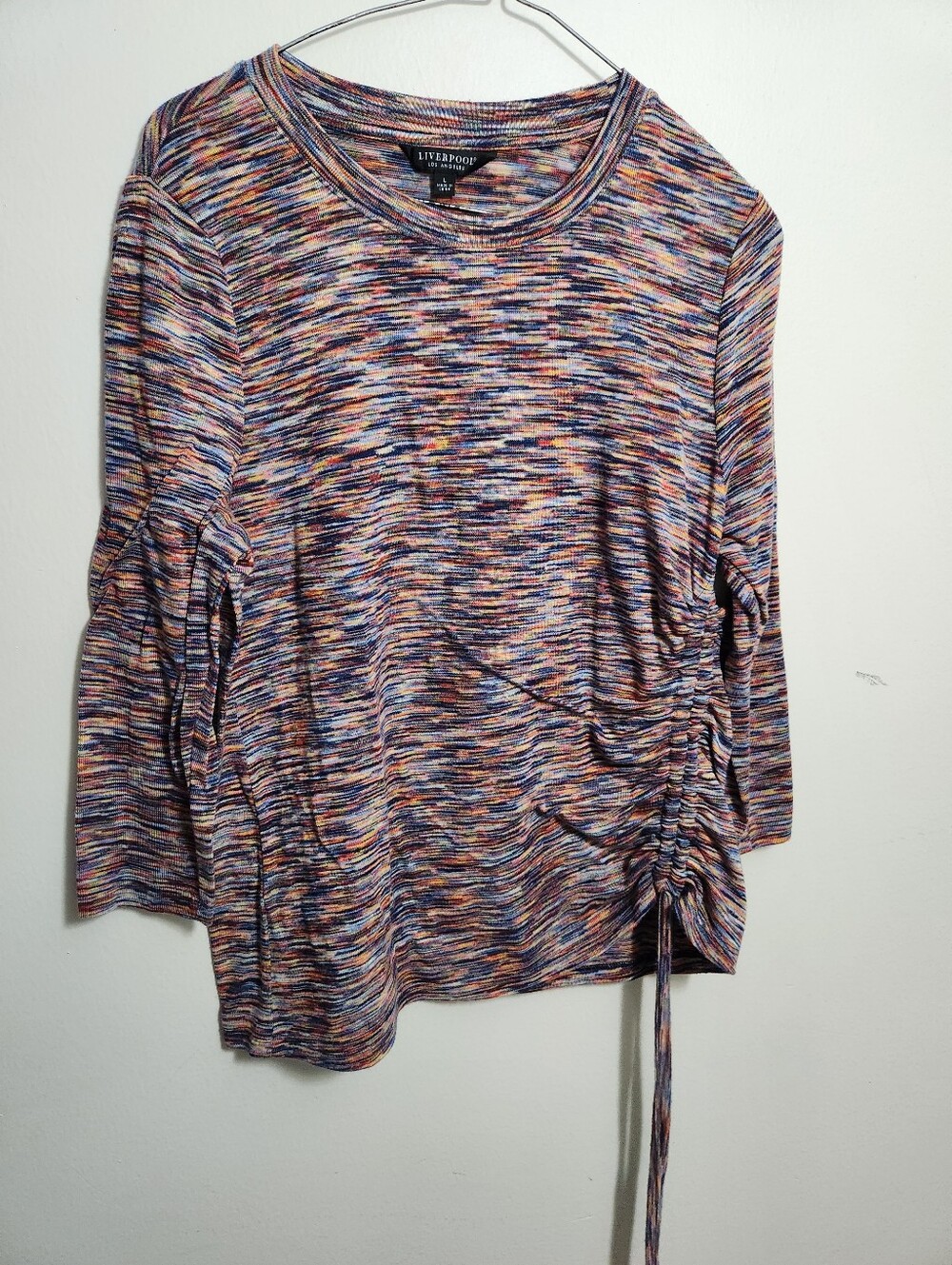 Liverpool Multicolor Striped Ruched-Side Crewneck Top - Picture 4 of 4